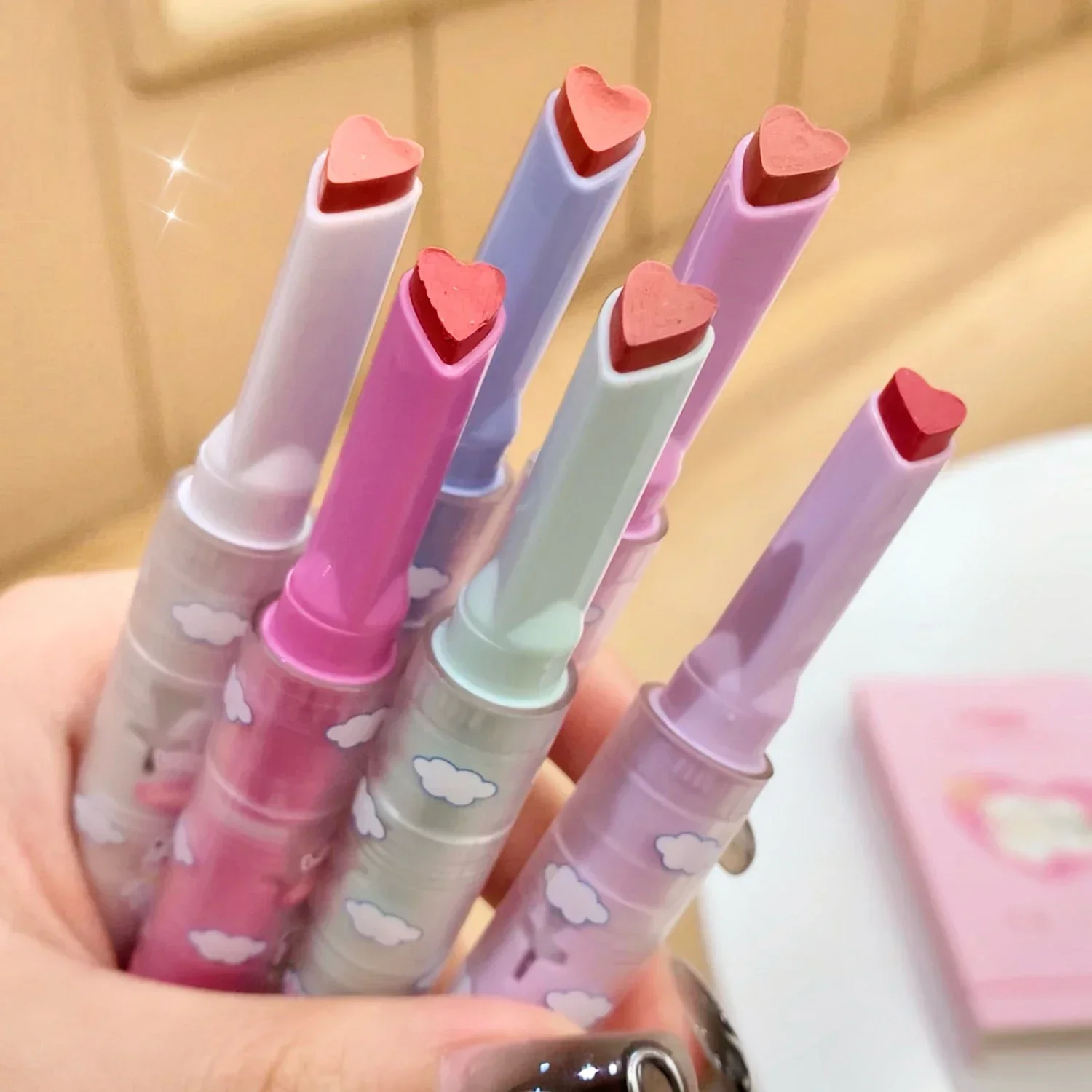 Love Lipstick Gift Box Set Matte Finish Lip Mud Waterproof Long Lasting Non-Stick Cup Cute Makeup Lip Tint Press Pen Cosmetic