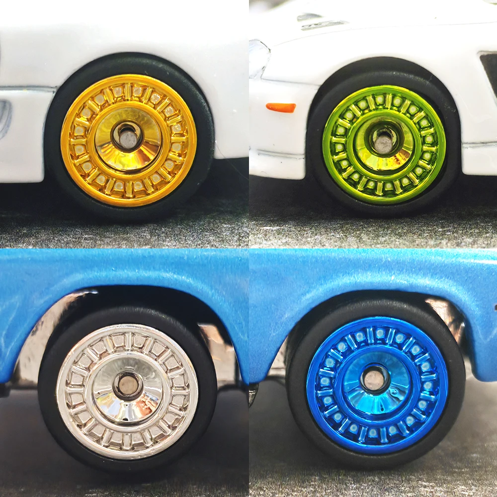 1/64 wielen met afneembare gladde rubberen banden schijfvormige spaak voor speelgoedmodelauto's die onderdelen achteruitrijden voor Hotwheels (5 sets)