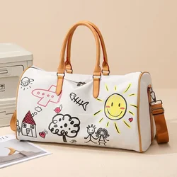 Large Capacity CanvasCloth Travel Bag Solid Graffiti Print All-Match Shoulder Bag 2024 Hot Sale Bags for Women Bolsas Femininas