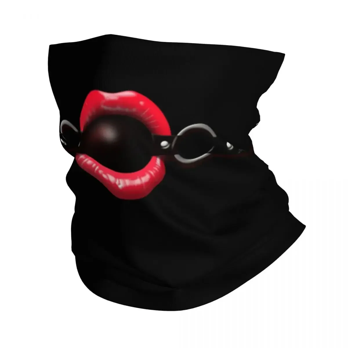 Black Gag Ball Bandana Neck Warmer Women Men Winter Hiking Ski Scarf Gaiter  Kink Sex Play Face Cover