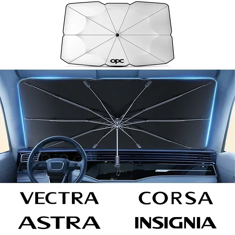 For Opel OPC OPCline Adam ASTRA Combo CORSA Grandland INSIGNIA MOKKA Meriva Car Windshield Sun Shade, UV Ray Reflector Umbrella