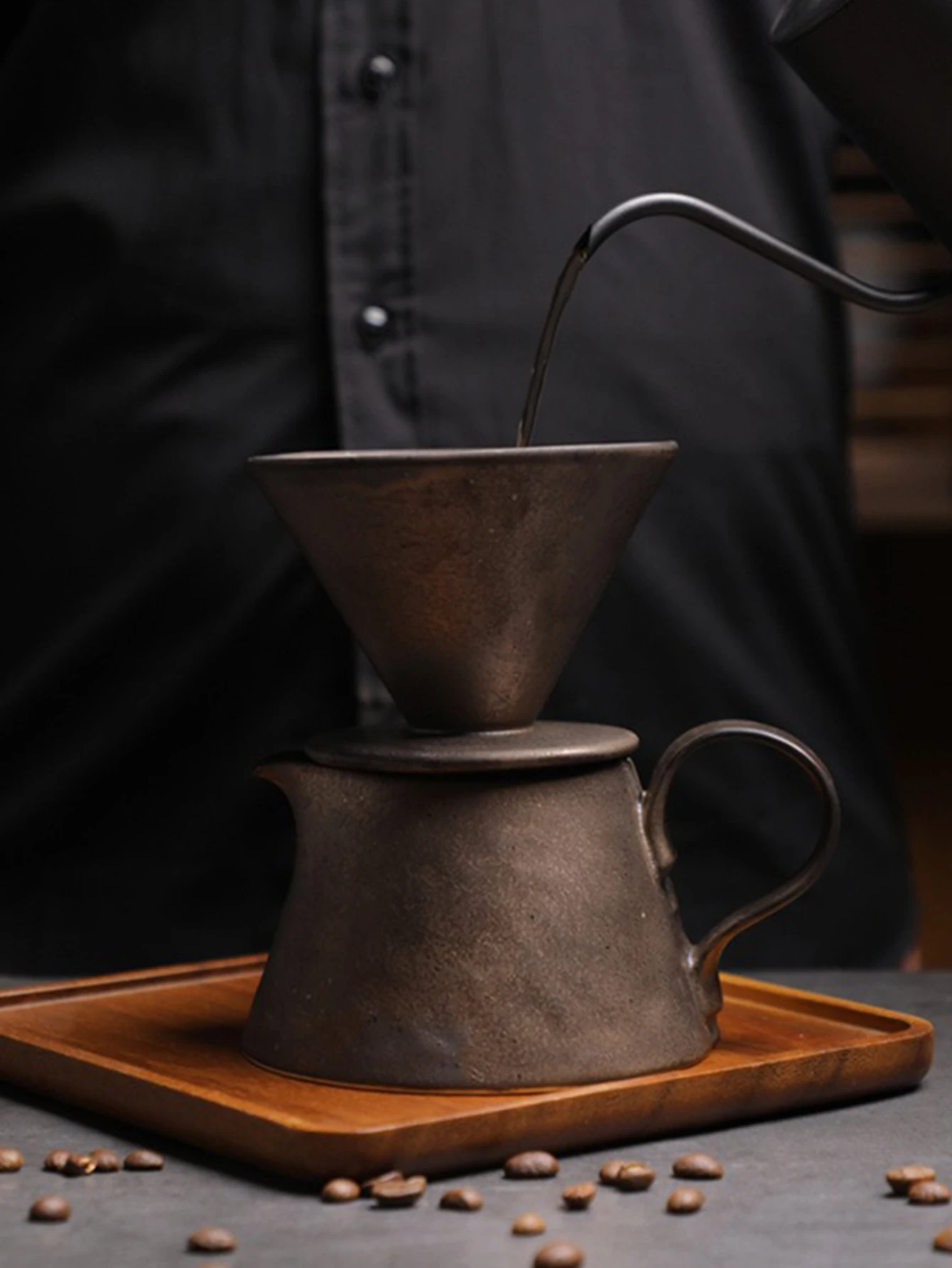 1 Set of Coffee Pour-Over Filter Cups, Ceramic Sharing Pot, Coffee Cup, Utensil Gift for Best Friend