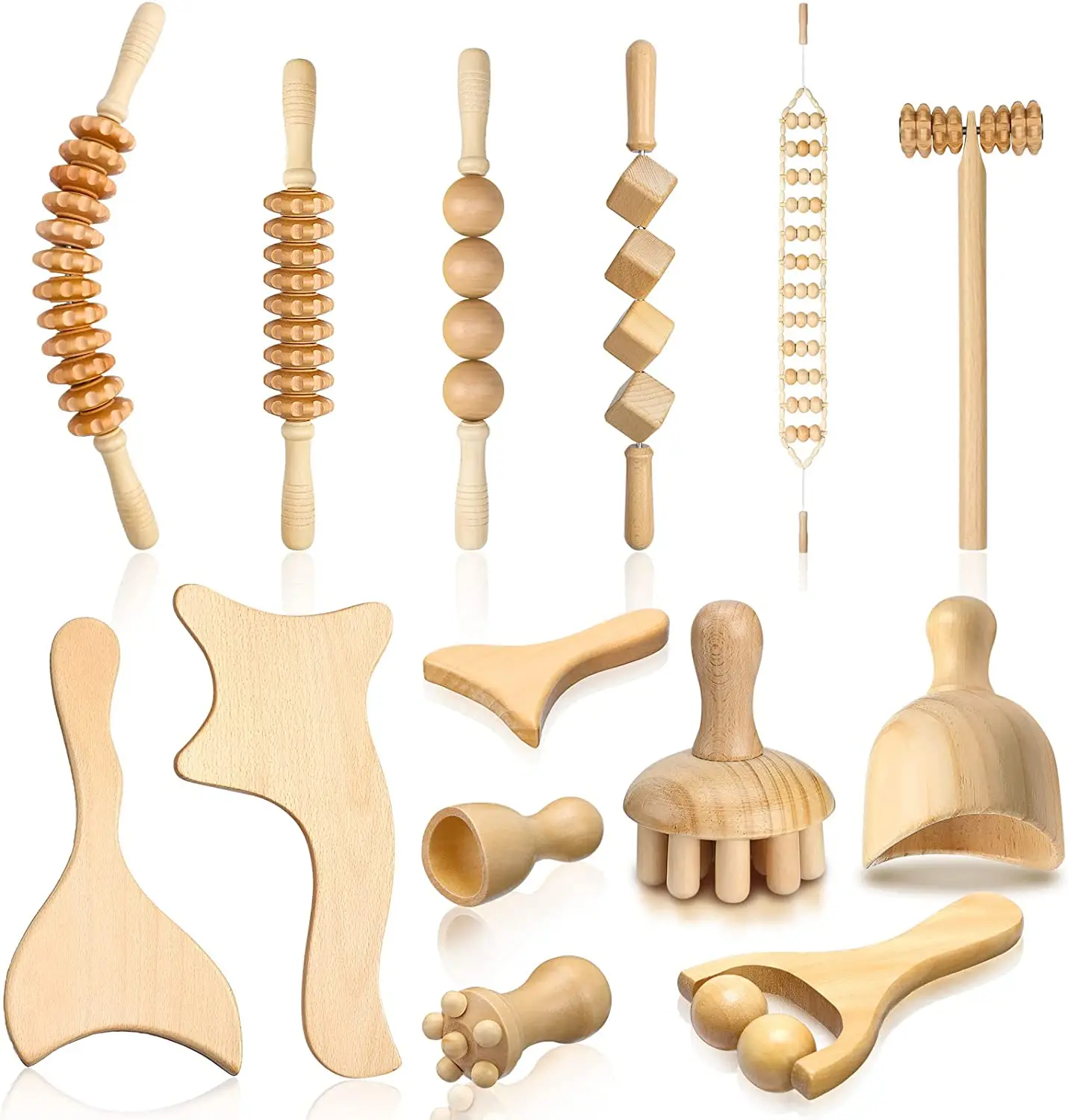 الجملة حار بيع أدوات التدليك العلاج الخشبي الجسم جواشا مجموعة يده تدليك خشبي الأسطوانة الخشب العلاج تدليك مجموعة