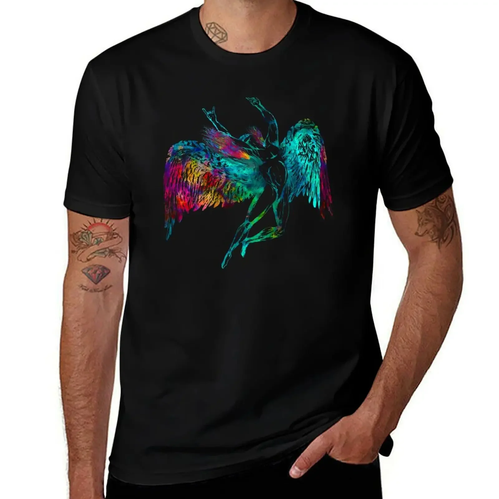 

ICARUS THROWS THE HORNS - WATERCOLOR ***FAV ICARUS GONE SEE BELOW*** T-Shirt vintage anime shirt funny shirt cotton men t shirt