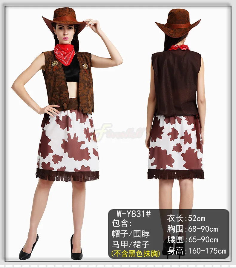 Women Mens Western Cowboy Party Costume for Kids Adult Fancy Dress Up Retro Halloween Party Cosplay Carnival Adult Costumes image 5