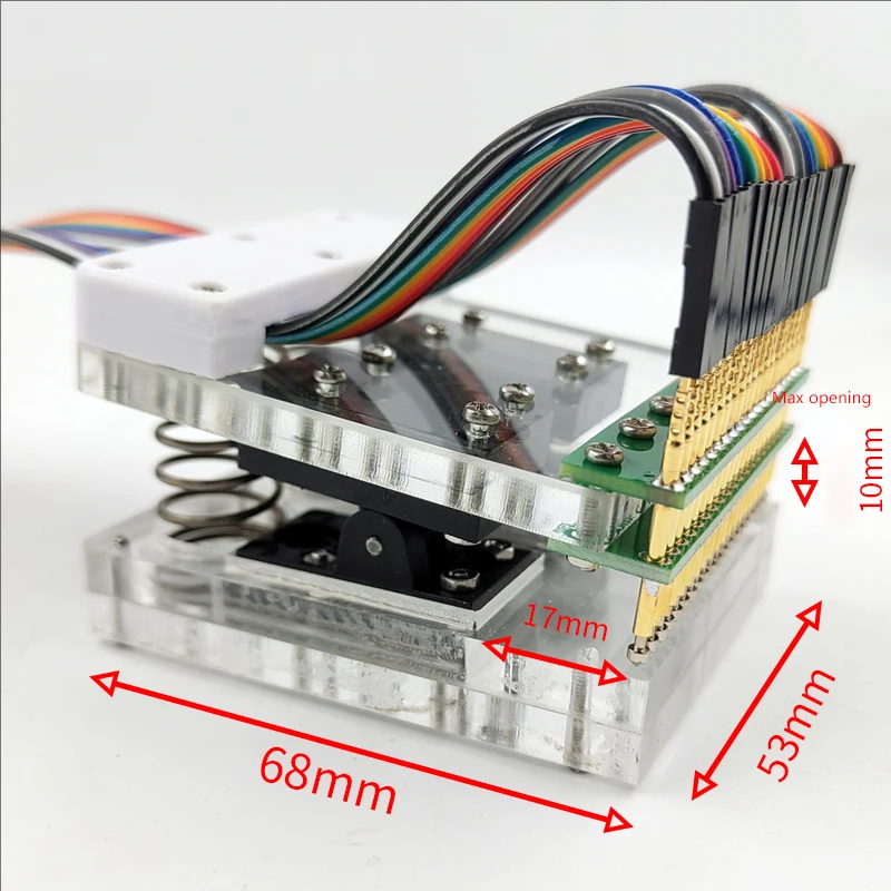 12864 LCD Screen Test Probe Fixture PCB Clip Programing 20P/19P/18P/17P LCD Fixture 2.54mm Pitch Arylic +PCB Welded One Row