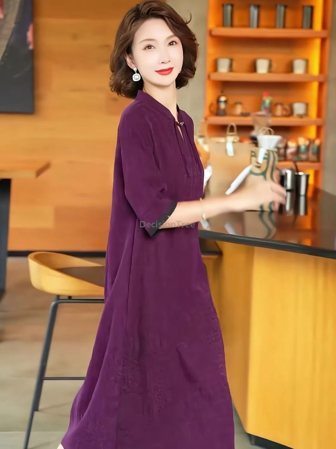 

2025 pure color retro zen temperament tea robe women's leisure comfortable daily dress simple trendy chinese ethnic style qipao