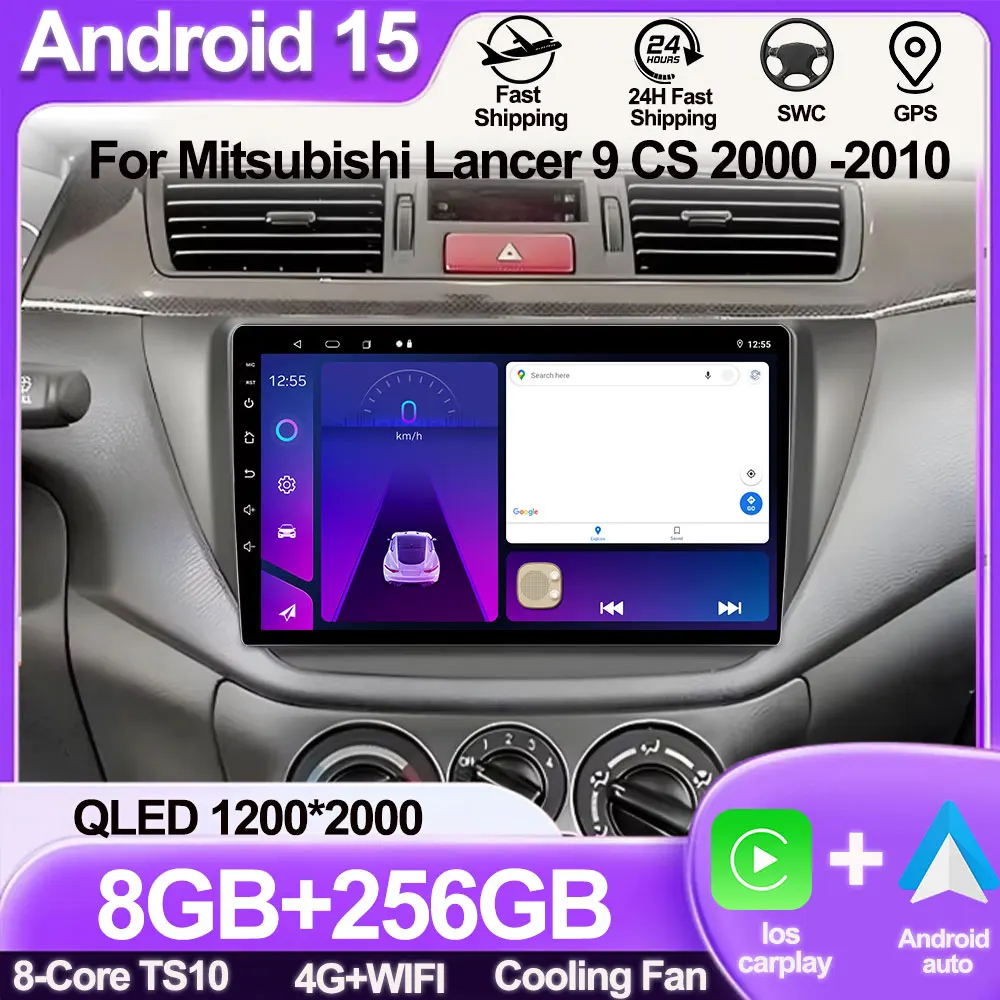 

For Mitsubishi Lancer 9 CS 2000 2001 2002-2010 Car Radio Carplay multimedia video player GPS DSP Car Autoradio QLED No 2din DVD