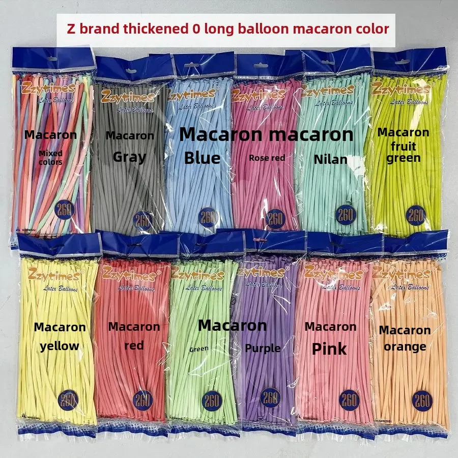 Z Brand 260 Long Balloons Wholesale 1.8g Thickened Anti-Explosion Macaron Color Birthday Party Cartoon One Piece Free Shipping