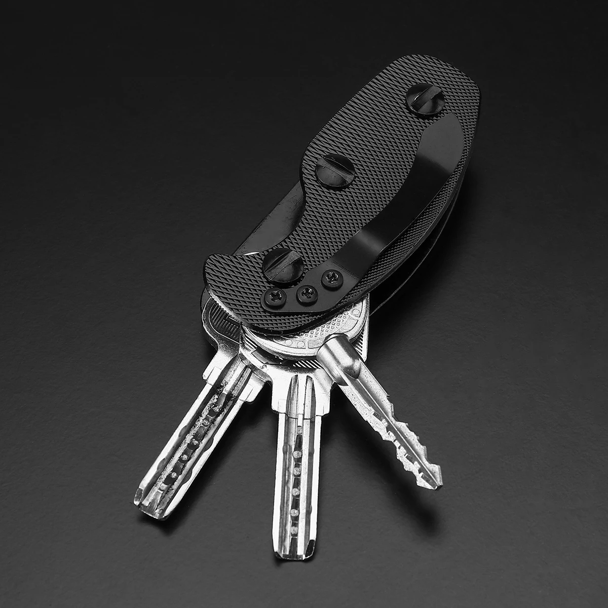 

Aluminum Alloy Key Clip 6 Keys Black 74*33*14Mm Pocket Tool Outdoor Key Holder Light Hard Non Slip For Everyday Carry