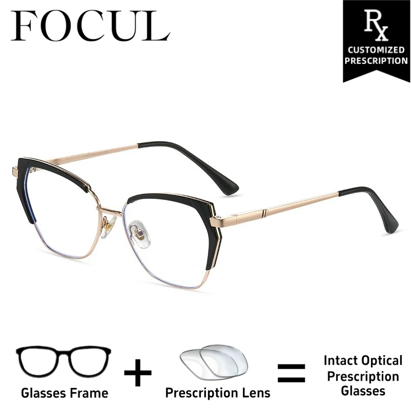 

FOCUL Adult Fashionable Styles Photochromic Myopia Eyeglasses Blue Light Blocking Women Customized Prescription Optical Eyewear