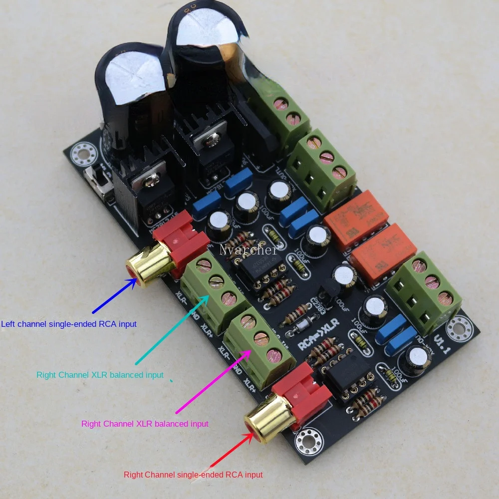 RCA/XLR single-ended to balance circuit board RCA XLR with rectifier filter can be AC powered