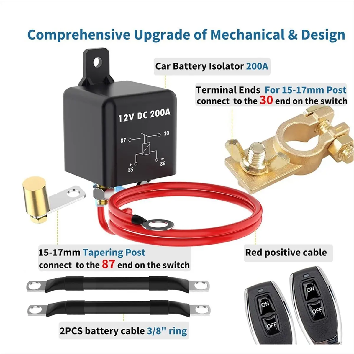 Mega SaleRemote Battery Disconnect Switch 200A 12V Top Post Negative Battery Shut Off Switch for Car RV Truck Vehicle,Battery