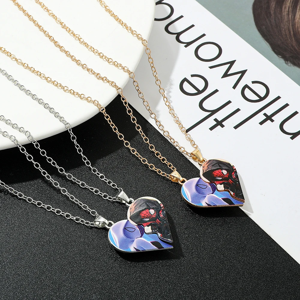 

Marvel Deadpool Classics Figure Necklace Creative Hearted Magnetic Couple Neck Chain for Valentine's Day Accessories Gift