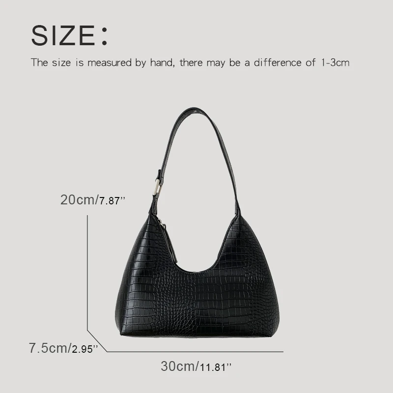 Vintage Crescent Bags For Women Luxury Designer Handbags And Purses 2023 New In PU Crocodile Pattern Half Moon Underarm Shoulder