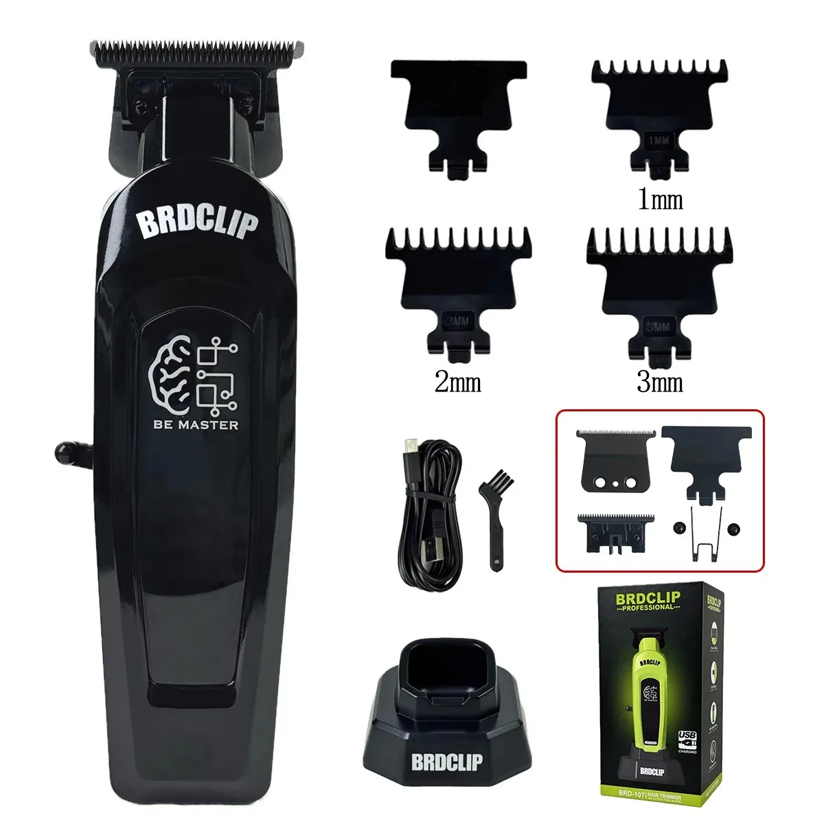 Professionele Elektrische Tondeuse BRD 106 met Basis 7500 RPM Tondeuse voor Man DK-078 DLC Blade 7200 RPM Kapper 2 ST Set