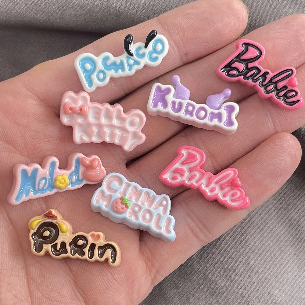 5pcs enamel sanrio barbie letter Cartoon Resin flatback Jewelry Accessories DIY resin charms for scrapbooking embellishments