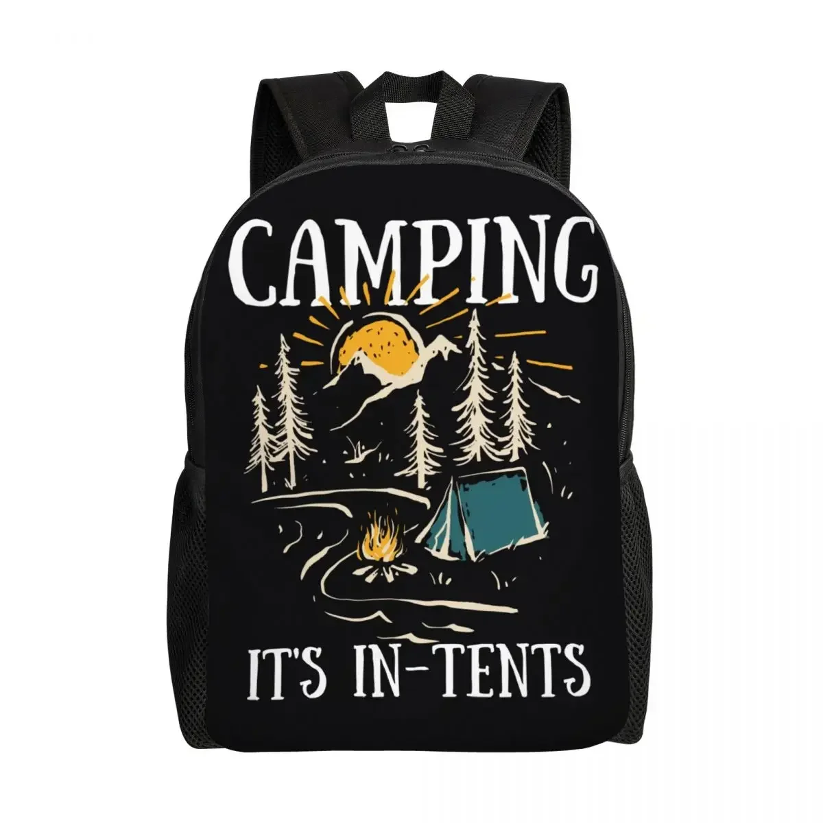 

Personalized Camping It's In Tents Backpacks Men Women Basic Bookbag for School College Travel Adventure Bags