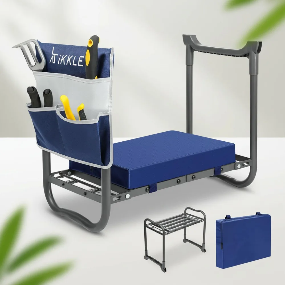 

Heavy Duty 838LB+ Garden Kneeler Seat - 3-in-1 Folding Stool with Tool Pouch, Perfect for Elderly Gardeners