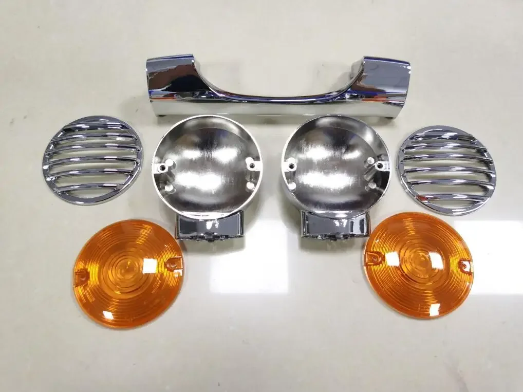 

Motorcycle Chrome 8.25" Rear Turn Signal Light Bar Housing Grills & Amber Lens For Harley Touring Road King Electra Tour Glide