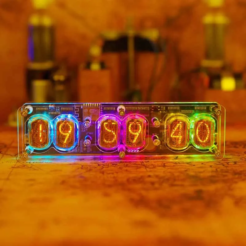 IN12 Real Nixie Tube Clocks Vintage Digital Table Clock with Date Home Desktop Decoration Accessories Creative Desk Clocks