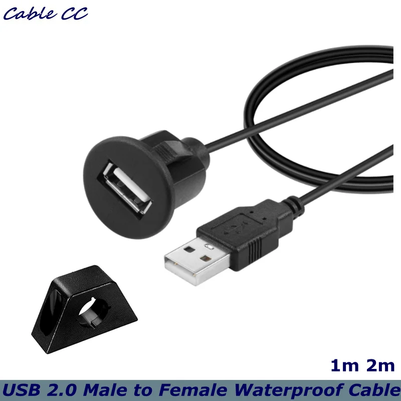 USB 2.0 Dashboard Panel Dash Mount Extension Cable with Buckle for Car Truck Boat Motorcycle Dashboard