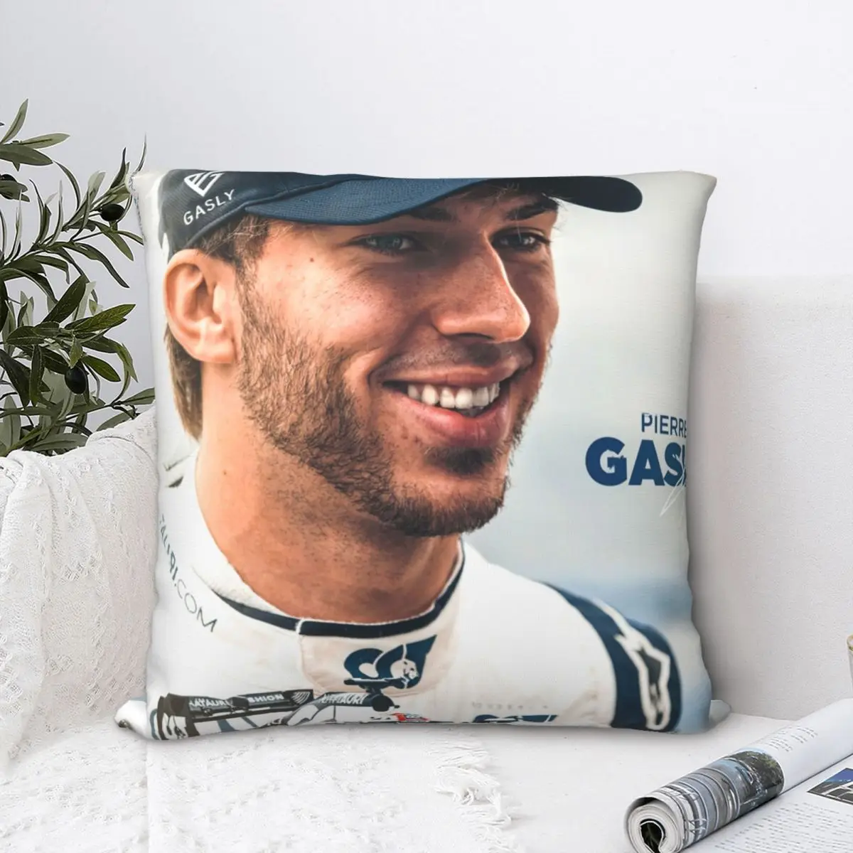 Pierre Gasly - Alpha Tauri F1 Team Square Pillowcase Polyester Pillow Cover Velvet Cushion Zip Decorative Comfort Throw Pillow