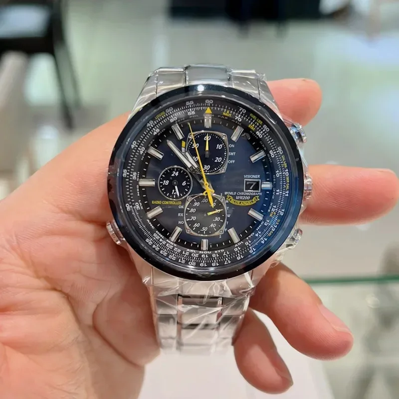 Reloj de cuarzo a la moda para hombre, reloj multifunción informal de negocios, correa de acero inoxidable de lujo, regalo de cumpleaños y Navidad para hombre