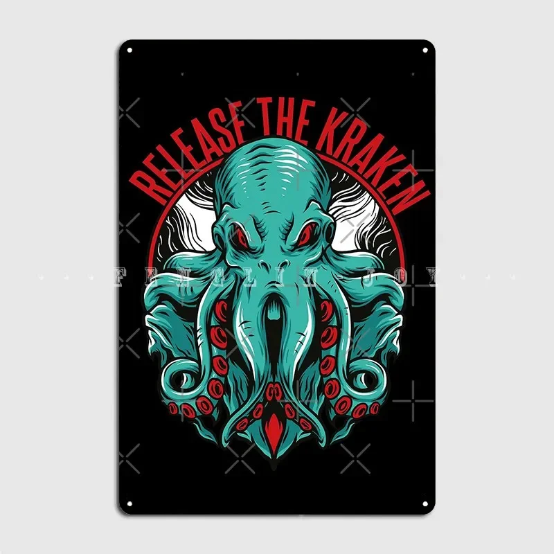 Liberar el cartel de Kraken, placa de Metal, cine, garaje, cine, decoración de pared Vintage, carteles de estaño