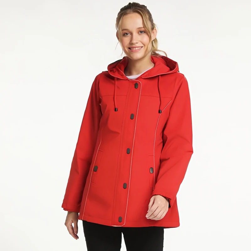 

Ladies Loose Hooded Trench Coat Outdoor Windproof Clothes Camping Trekking Climbing Sport Jacket Solid Color Zip Trenchcoat