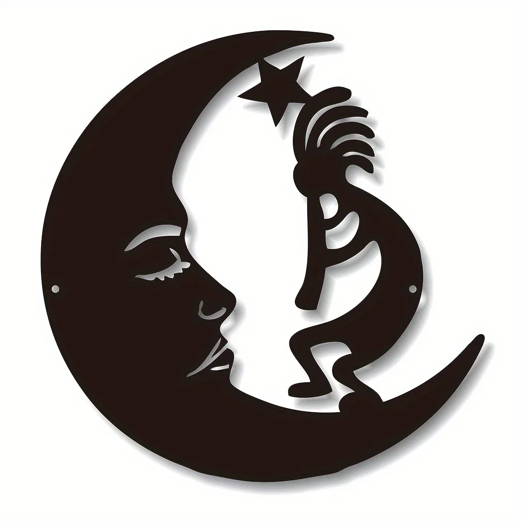 arte-de-parede-em-metal-placa-de-metal-lua-decoracao-externa-em-aco-arte-de-parede-kokopelli-decoracao-de-parede-moderna