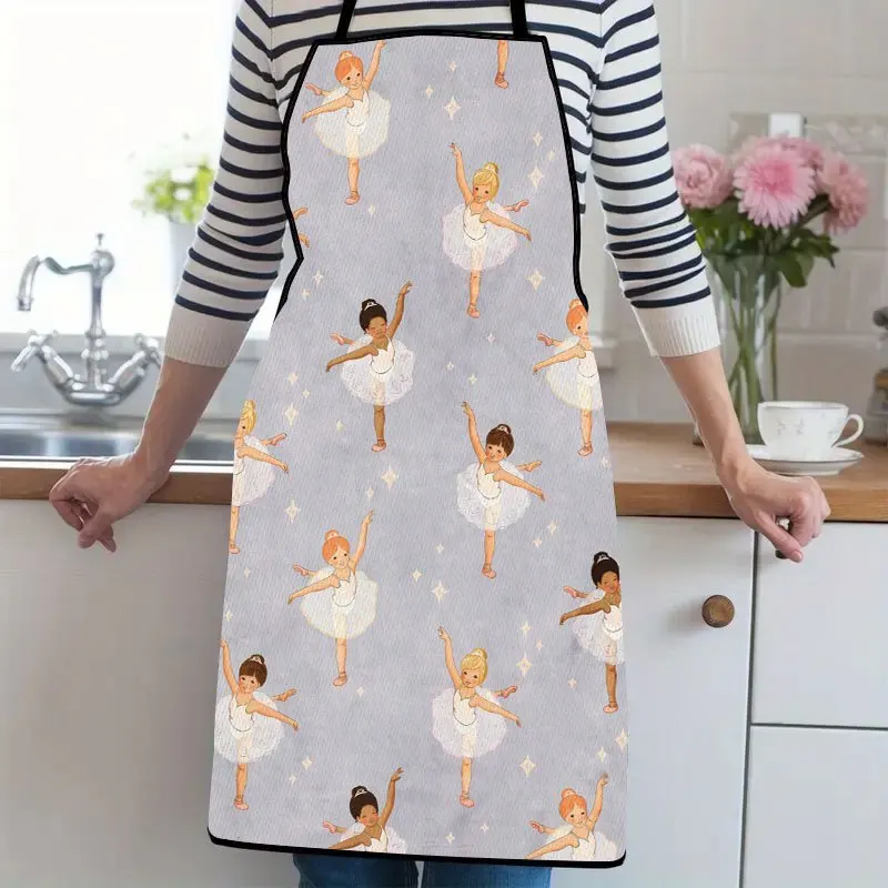 1pc,Cute Ballet Dancers PatternSuitable For Ladies And Gentlemen A Kitchen Cooking Apron That Is Essential For Household Chores