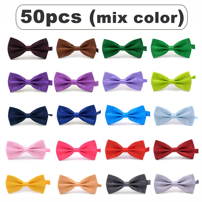 Dog Bow Ties 50pcs Mix Color Solid Small Dogs Cat Bow Tie Neckties Bulk Pet Bowtie Ties for Dogs Puppy Grooming Pet Accessories