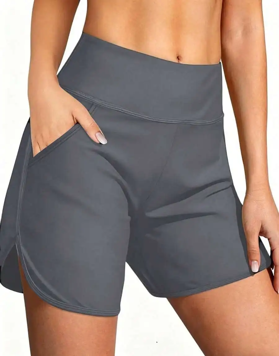 Womens Quick Dry High Waisted Swim Board Shorts
