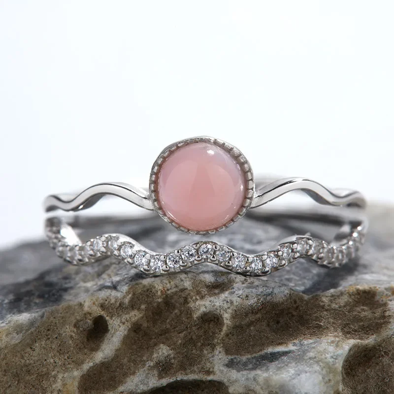 Caibao series s925 sterling silver inlaid natural gemstone ring female simple live index finger ring Internet celebrity live