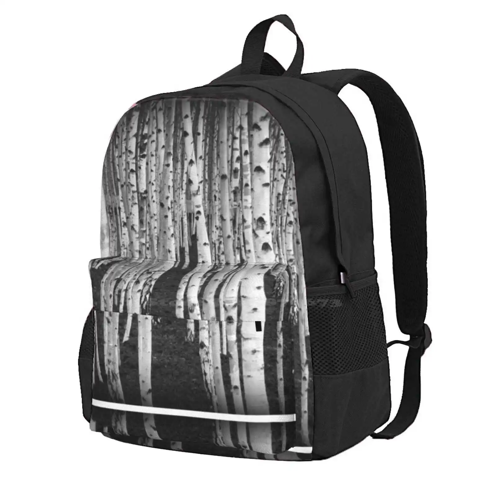 Silver Birch Trees Hot Sale Schoolbag Backpack Fashion Bags Trees Silver Birch Grove Rows Black And White Monochrome Nature