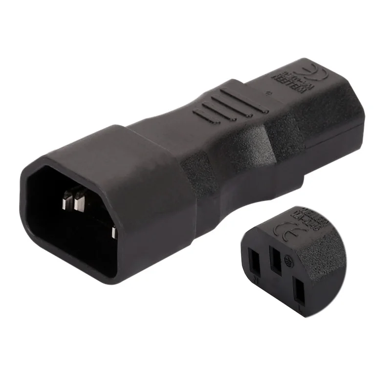 1PCS Zwart Koper IEC320-C14 naar C13 PDU UPS Chassis Server Power Adapter Plug Man-vrouw Stekker Converter 10A 250V