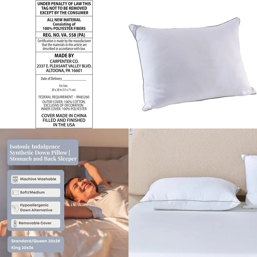 

Synthetic Down Pillow for Back and Side Sleepers - King Size