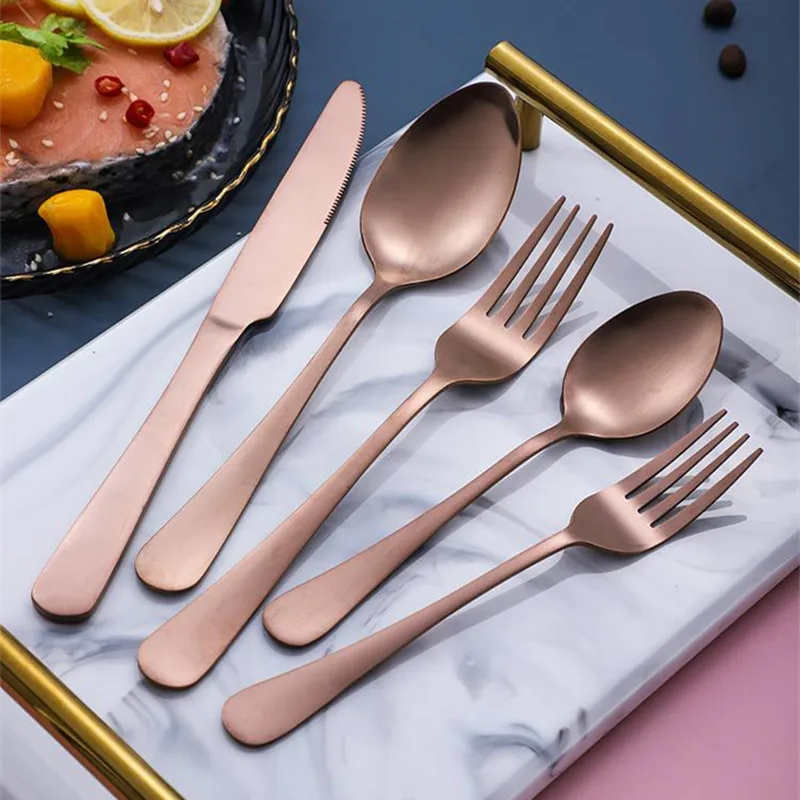 

Sanded Stainless Steel Cutlery Sets Western Style Multi-coloured Steak Knife Fork Spoon Set of 4 Western Tableware Accessories