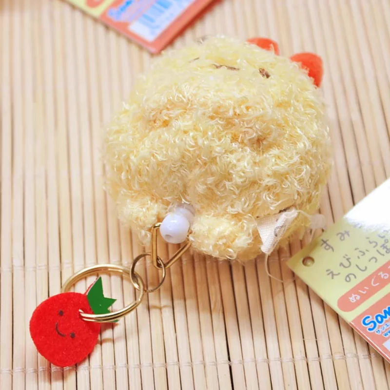 Original Sanrio Sumikkogurashi Anime Hobby Cartoon Series Kawaii Tempura Prawns Plush Dolls Telescoping Keychain Ornaments Gifts