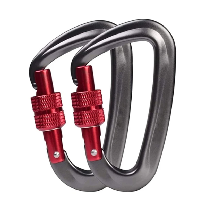 D-shaped Carabiner Hook Hiking Clip with Lock Aluminum Alloys Carabiner Safety Buckle Keychains Hook Locking Carabiner