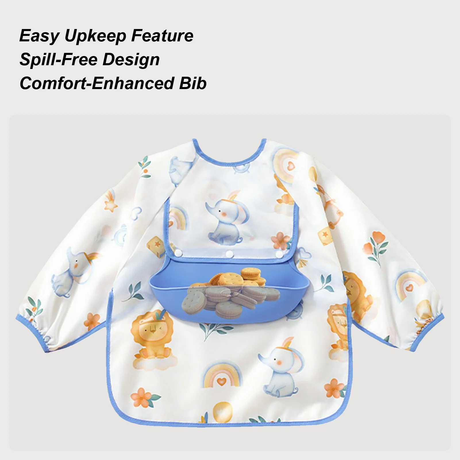 

Baby Smock For Eating Waterproof Sleeved Feeding Toddler Bib Soft Cloths Smock Overalls For Sensitive Skin Daily Mealtime Living