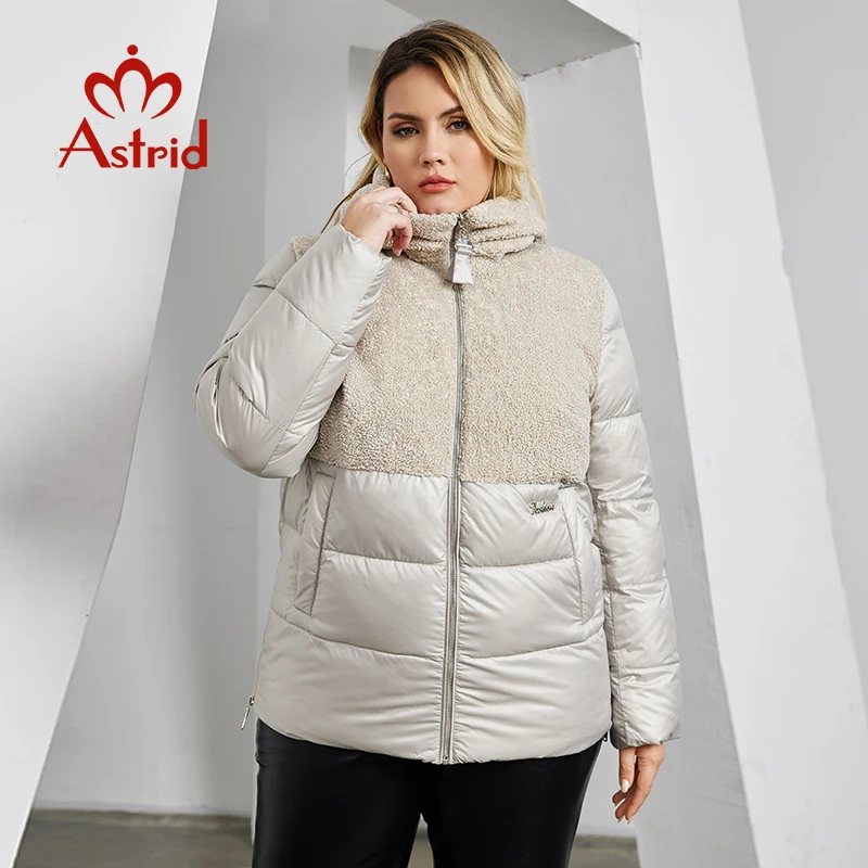 Astrid 2023 Winter Women\'s Jacket Plus Size Parkas Women Clothing Faux Fur Tops Fashion Stitching Padded Coats Outerwear 10003