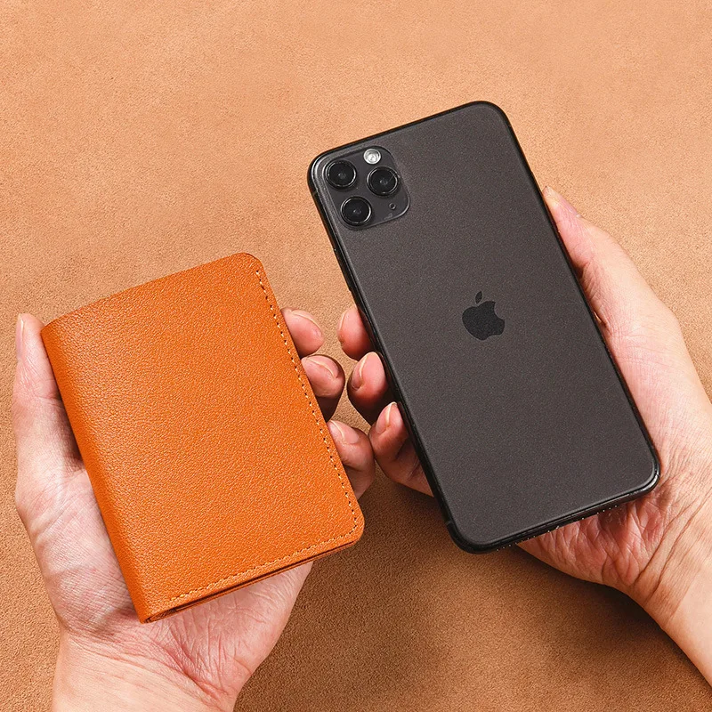 Portfel męski z ekoskóry, mały, krótki i minimalistyczny portfel damski, modny, ultracienki, składany portfel na karty kredytowe i monety.