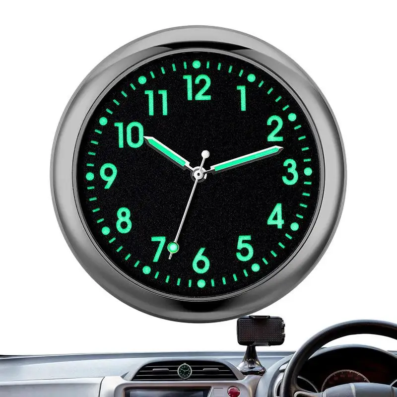 Car Dashboard Analog Clock Glowing Small Analog Clock Quartz Automotive Replacement Clocks Stick On Clock For Car Dashboard