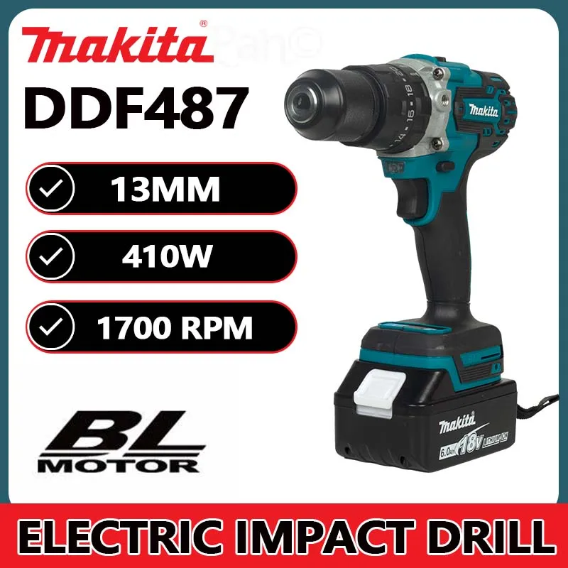 Makita DDF487 - 13MM Taladradora inalámbrica 18 V  1baterías y cargador en embalaje MAKPAC)