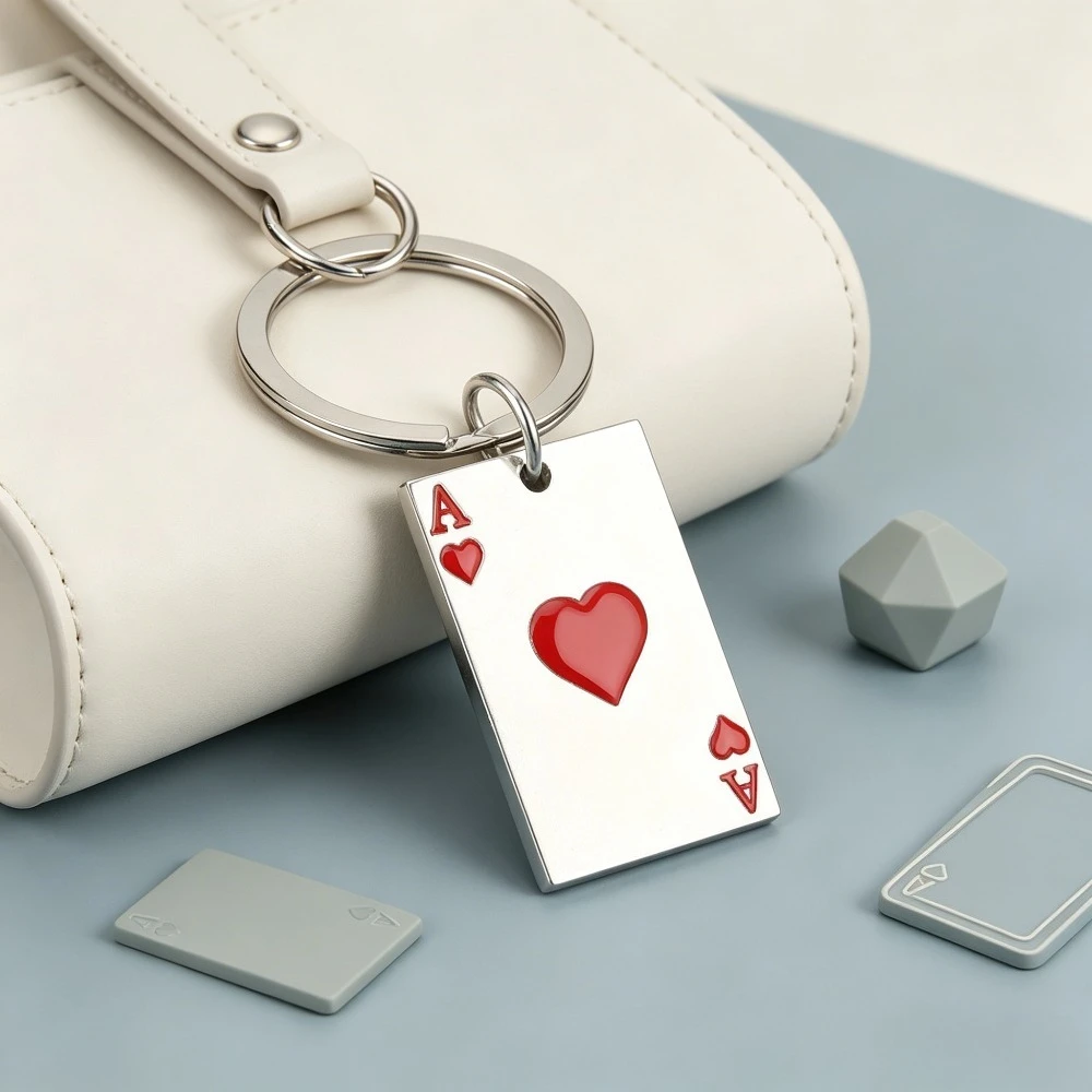 Modische Spielkarten-Schlüsselanhänger Vintage Metall Kreative Texas Poker Spiel Anhänger Schlüsselring für Männer Rucksack Auto Zubehör Geschenke – Detail 3