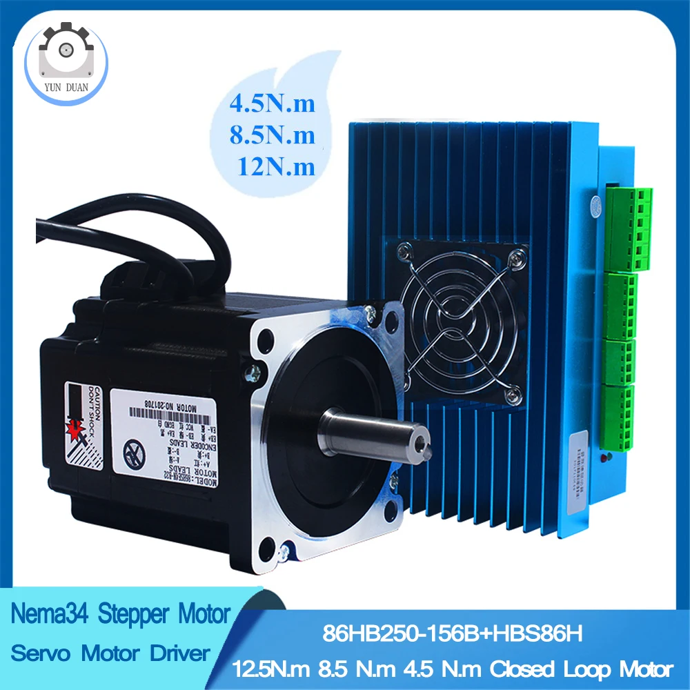 Motorista Híbrido do Servo Motor Hbs86h 86 mm ph Nema34 do Motor de Passo do Motorista do Motor Deslizante dos Jogos 12n. m do Motor Deslizante do Laço Fechado do Nema 34