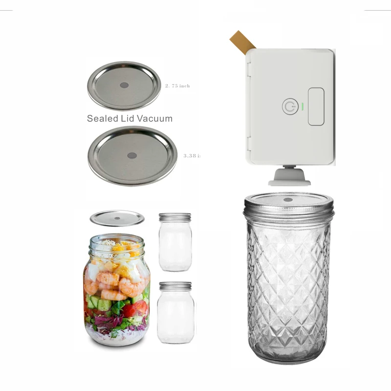 

NEW 7 in 1 Mason Jar Vacuum Seal Machine Kit Small Bag Sealer Cutter Combat Food Preservation Device Dry Wet Packaging Gadget