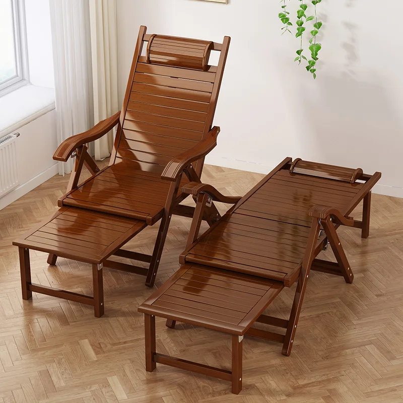 

Bamboo recliner folding bed dual-purpose lunch break folding chair household beach cooling back chair upgrade widening multi-gea